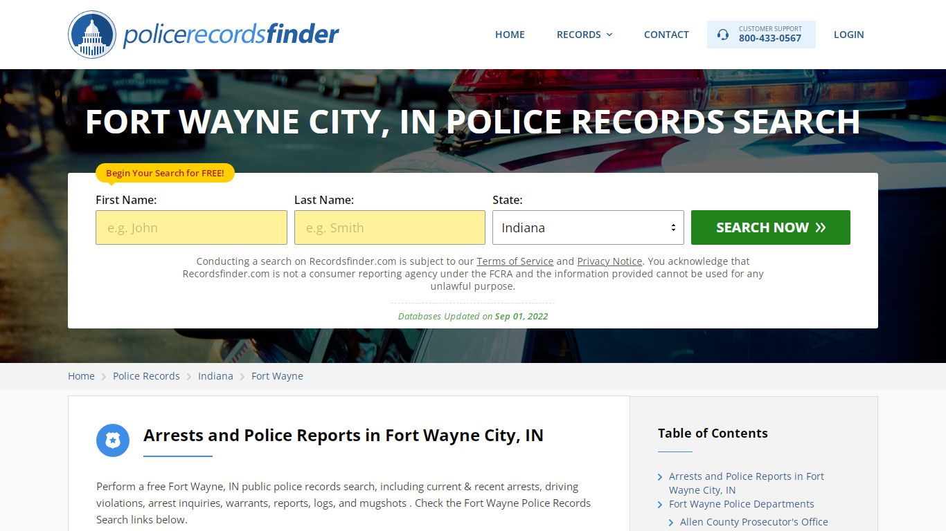 FORT WAYNE CITY, IN POLICE RECORDS SEARCH - RecordsFinder